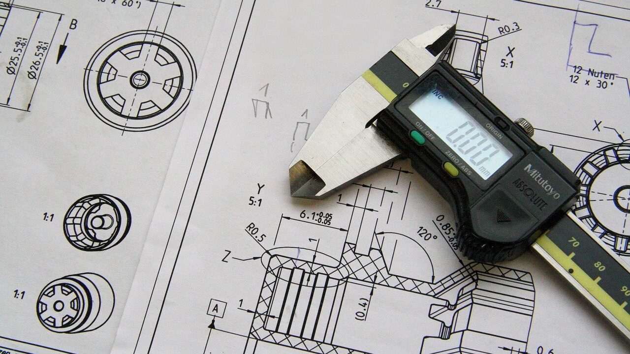 technical drawing, calipers, workshop